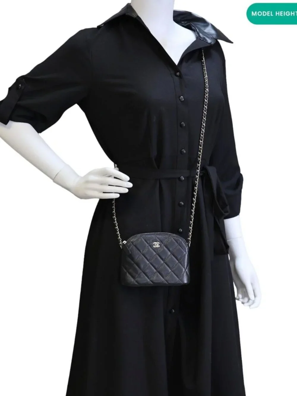 Chanel  Dome Quilted Caviar Leather Zip Clutch With Chain Black